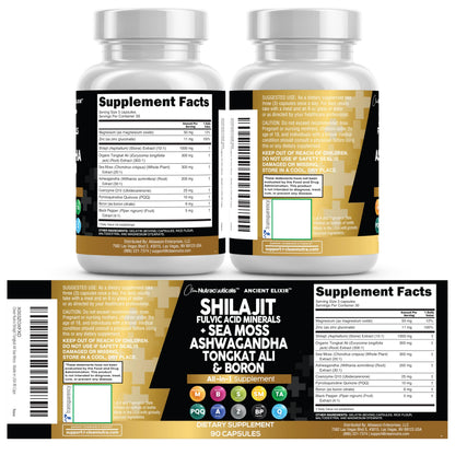 Clean Nutraceuticals Shilajit Supplement for Men with Sea Moss, Tongkat Ali, Ashwagandha, Boron, Zinc, CoQ10, PQQ - Fulvic Acid Capsules - Energy Support - 90 Count - Resin, Gummy & Powder Alternative Clean NutraceuticalsBuy Supplements Australia
