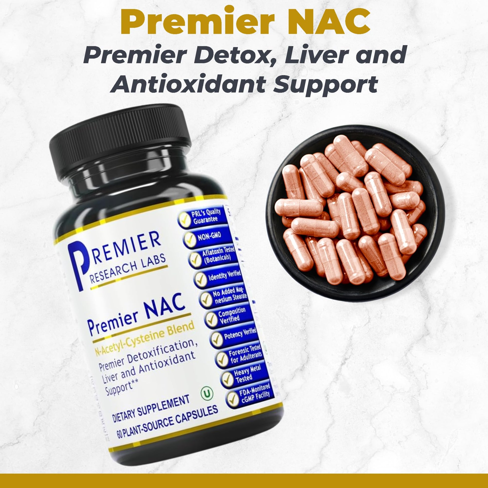 Premier Research Labs Premier NAC - NAC Supplement N-Acetyl Cysteine, N-Acetyl-L-Cysteine, Liver & Immune Support, 300mg NAC Per Capsule - 60 Vegetarian Capsules Premier Research LabsBuy Supplements Australia