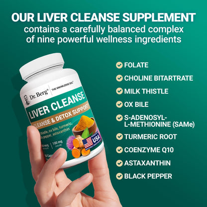 Dr. Berg Liver Cleanse Detox Capsules w/Unique Blend of Milk Thistle, Ox Bile & Folate - Liver Supplement Includes Turmeric, Black Pepper & Choline - 60 Capsules Dr. Berg NutritionalsBuy Supplements Australia