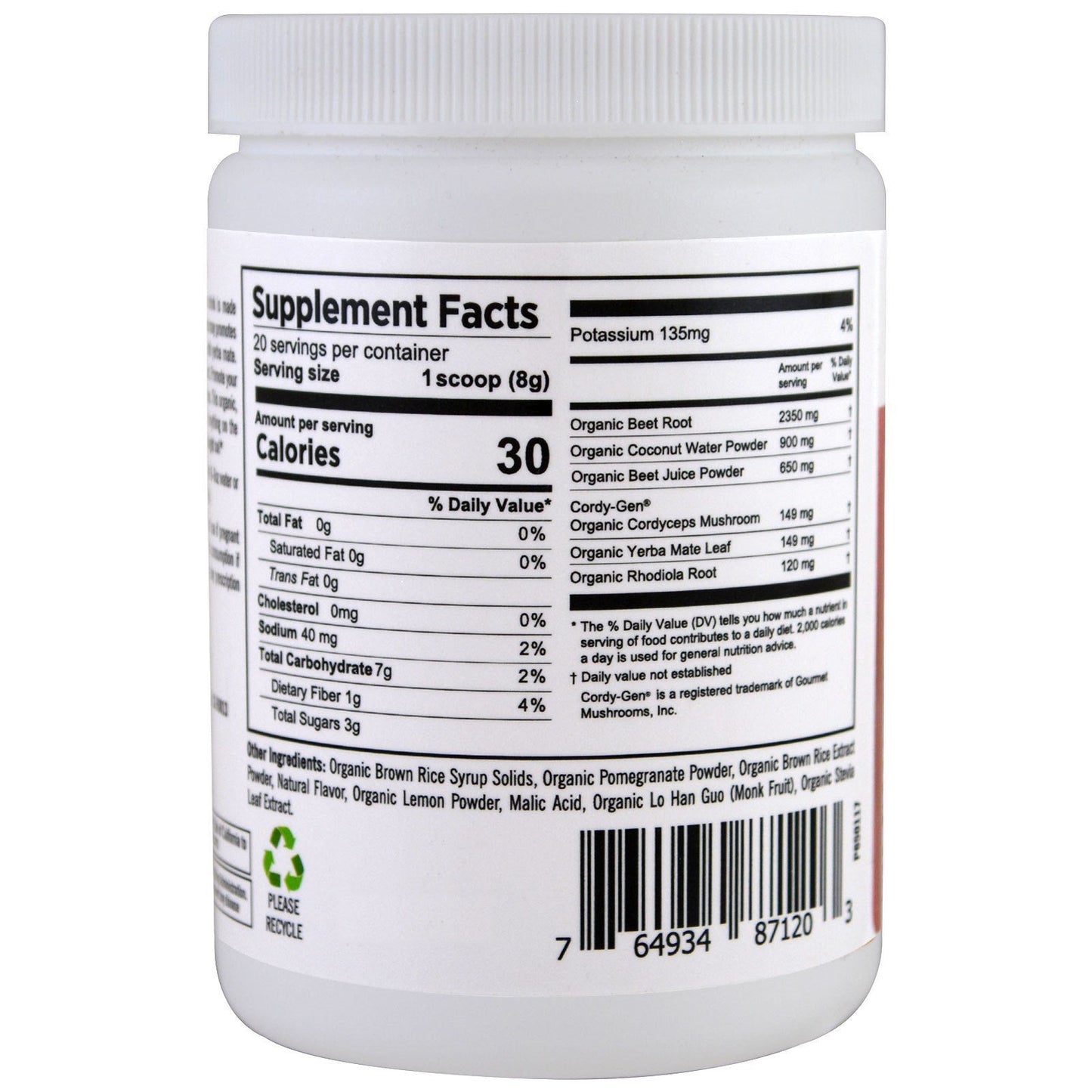 Pure Planet Organic Power Beets Preworkout Berry Burst 160 g