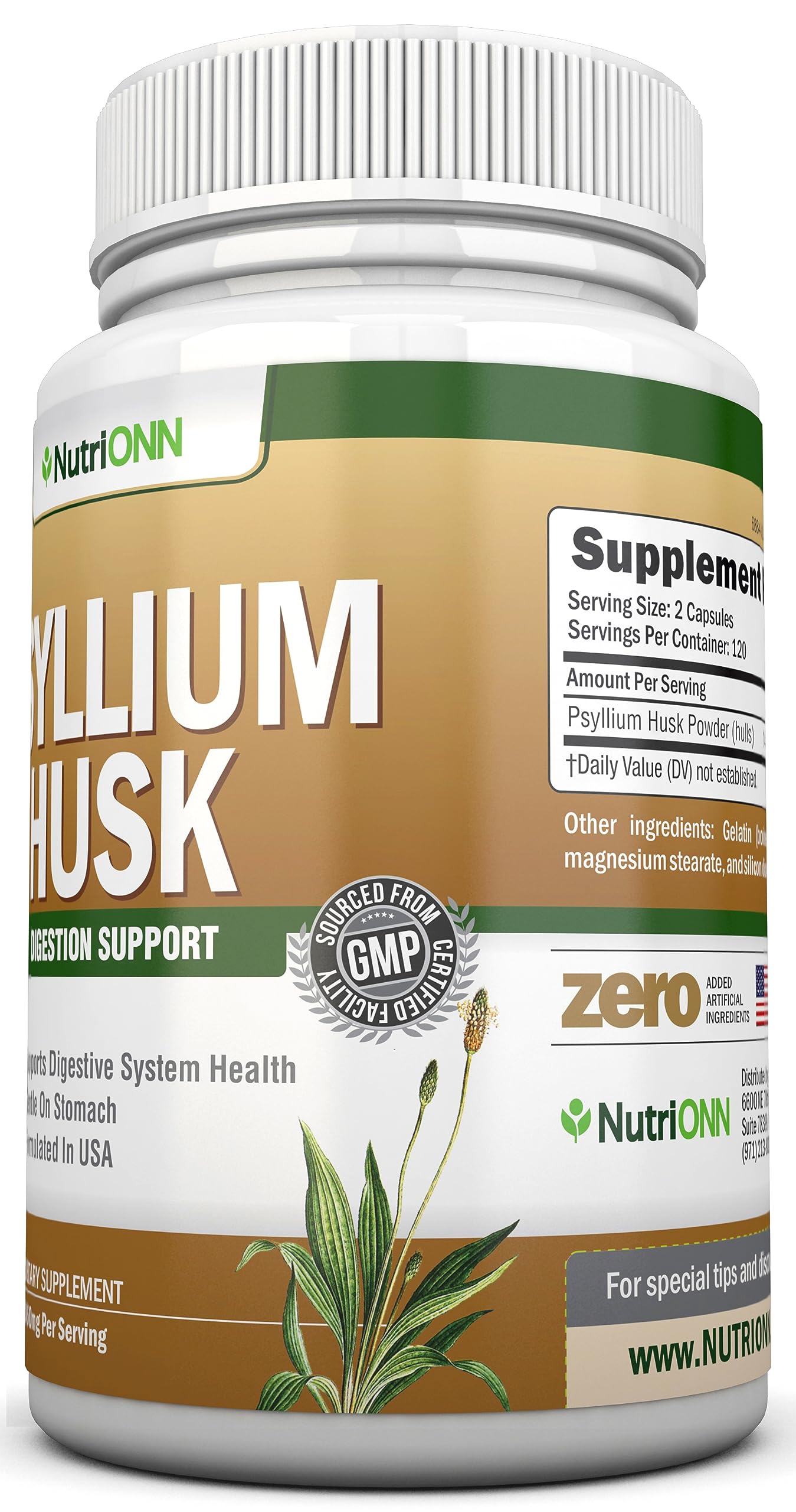 NutriONN PSYLLIUM Husk Capsules - 1450mg Per Serving - 240 Capsules - Double Strength NutriONNBuy Supplements Australia