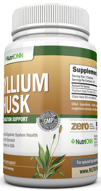 NutriONN PSYLLIUM Husk Capsules - 1450mg Per Serving - 240 Capsules - Double Strength NutriONNBuy Supplements Australia