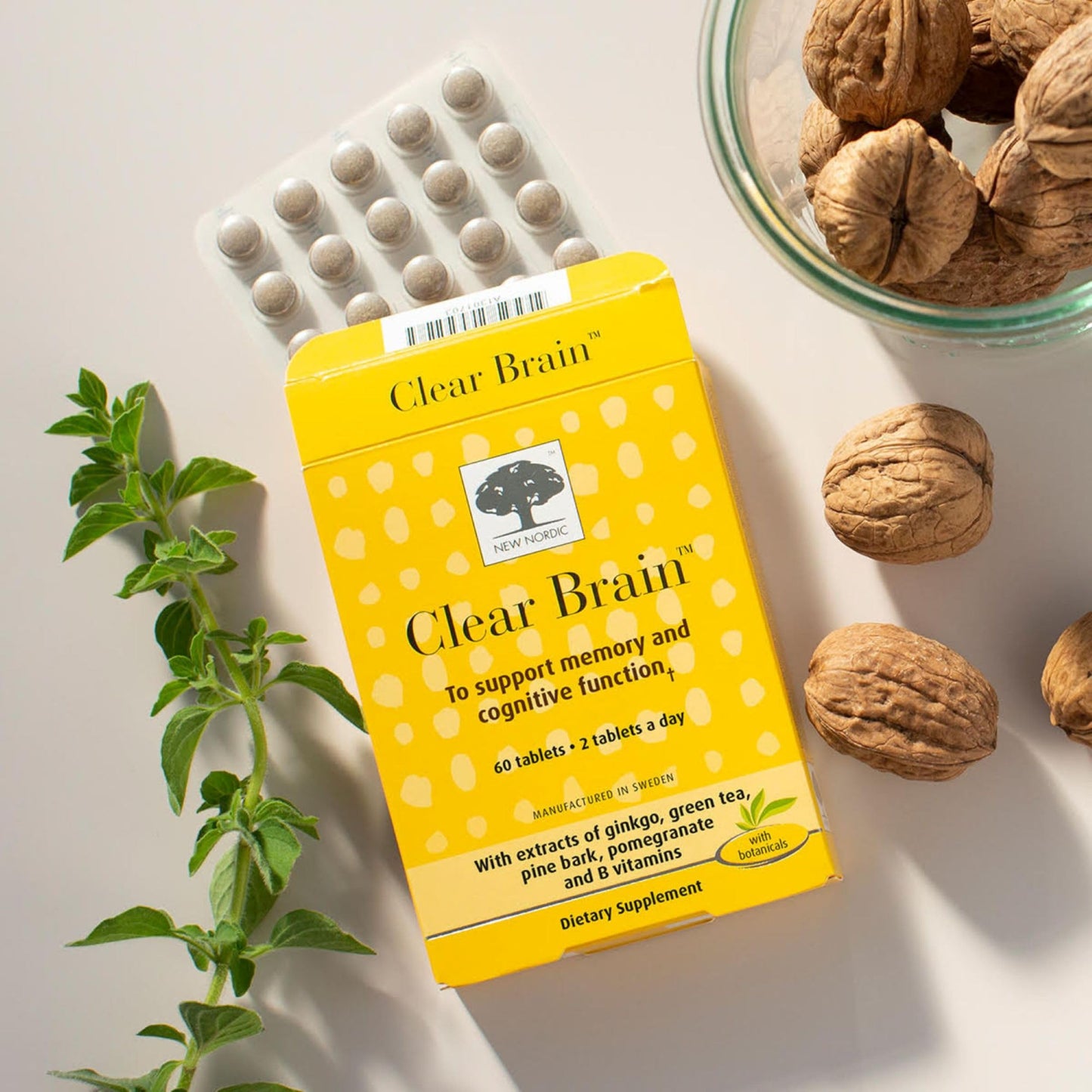 New Nordic Clear Brain Tablets, Supports Normal Cognitive Health and Memory, with Green Tea and Walnut, Swedish Made, 60 Count (Pack of 1) NEW NORDICBuy Supplements Australia