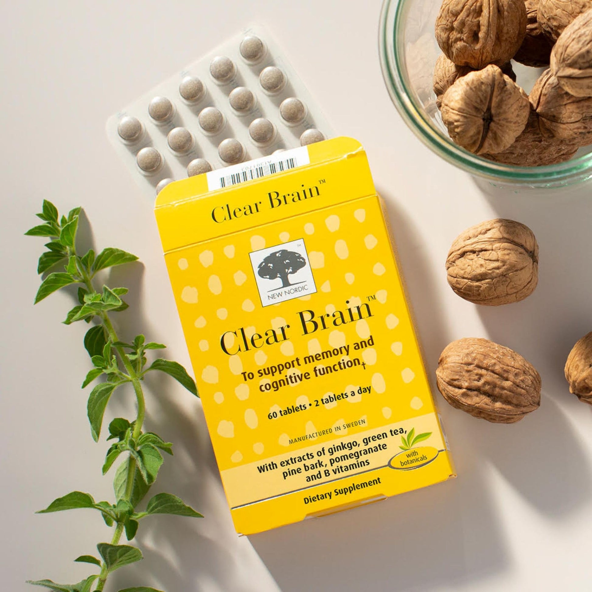 New Nordic Clear Brain Tablets, Supports Normal Cognitive Health and Memory, with Green Tea and Walnut, Swedish Made, 60 Count (Pack of 1) NEW NORDICBuy Supplements Australia