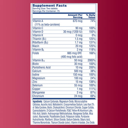 One A Day Proactive 65+, Mens & Womens Multivitamin, Supplement with Vitamin A, C, D, and Zinc to Support Bone Health & Cell Health, Calcium ONE A DAYBuy Supplements Australia