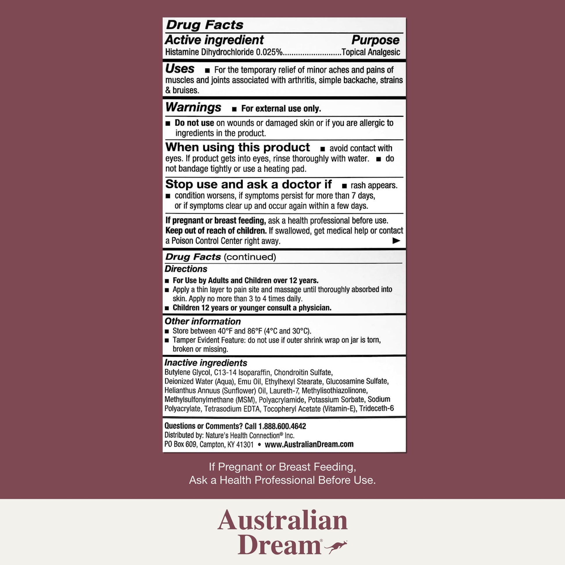 Australian Dream Arthritis Pain Relief Cream - Soothing & Non-Greasy - Powerful Topical Arthritis Pain Relief - Good for Muscle Aches or Joints - 2 oz Jar Australian DreamBuy Supplements Australia