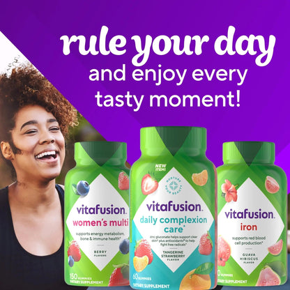 vitafusion Daily Complexion Care (1), Beauty Supplement Helps Support Clear Skin (1) (2) with Zinc Gluconate, Plus Vitamins E & C Vitafusion