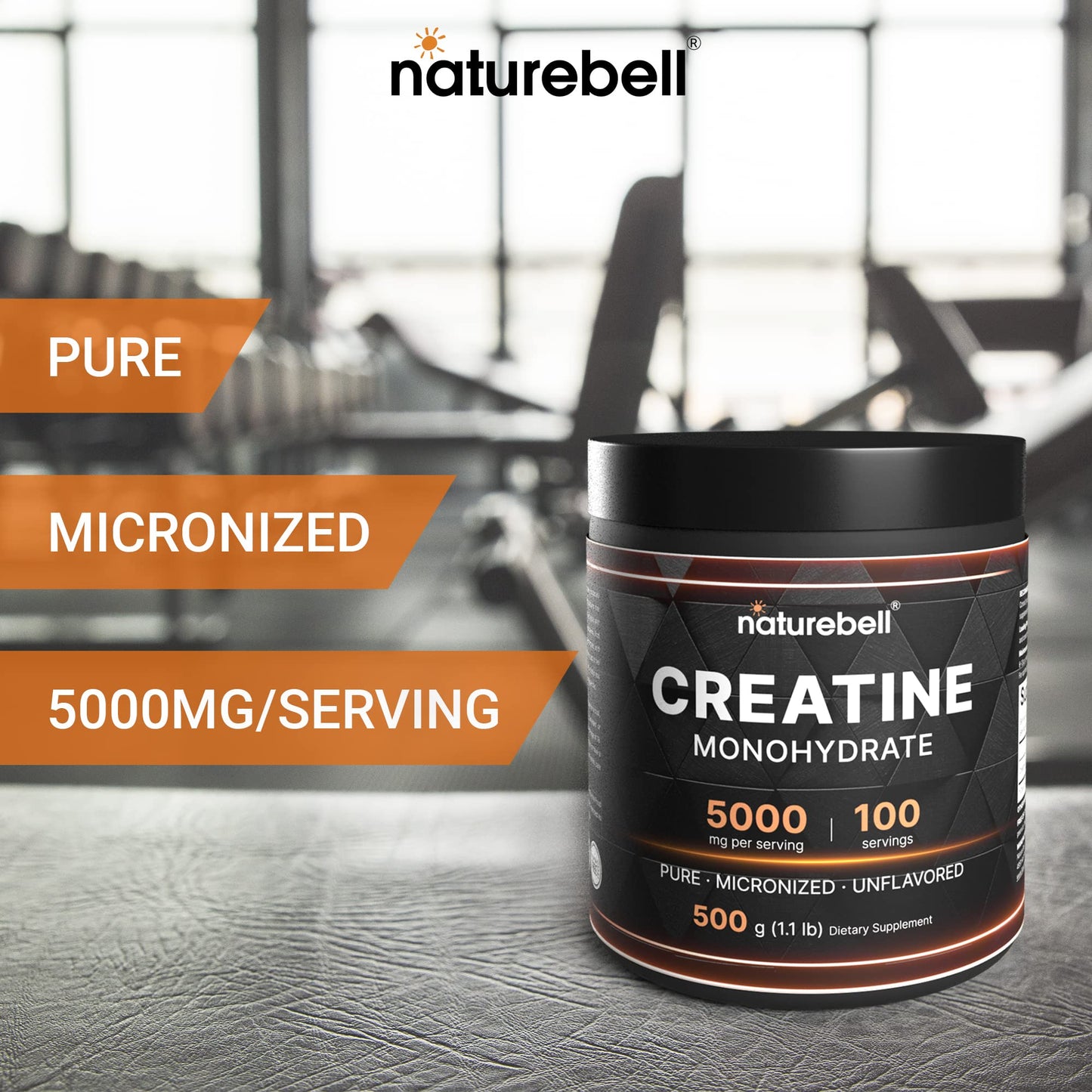 NatureBell 2 Pack Creatine Monohydrate Powder 500 Grams, 5000mg Per Serving NatureBellBuy Supplements Australia