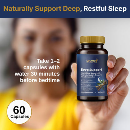 Druvara Natural Sleep Aid for Adults with Melatonin, GABA, L-Theanine & Ashwagandha, Natural Sleep Supplement for Deep, Restful Sleep - 60 Capsules DruvaraBuy Supplements Australia