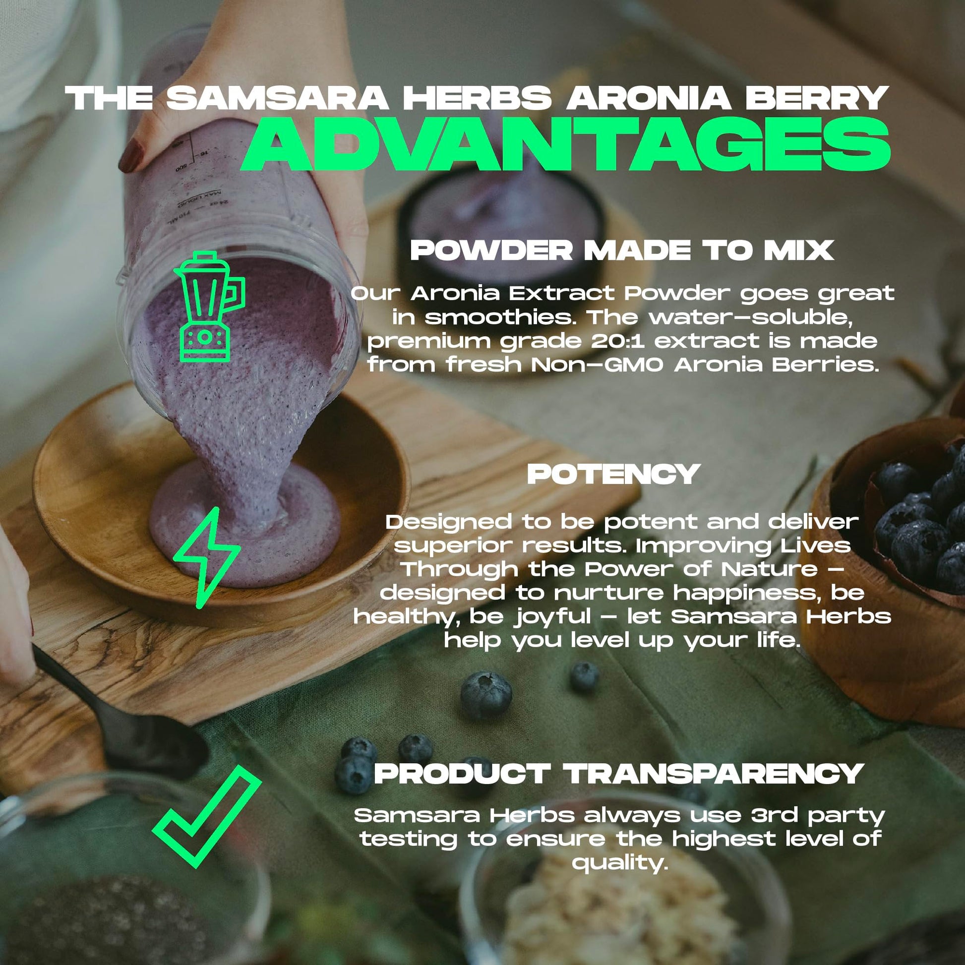 Samsara Herbs Aronia Berry 20:1 Extract Powder (16oz/454g) - Antioxidant, Flavonoids and Polyphenols Supplement - High ORAC - Native American Berry - Improved Wellbeing Samsara HerbsBuy Supplements Australia