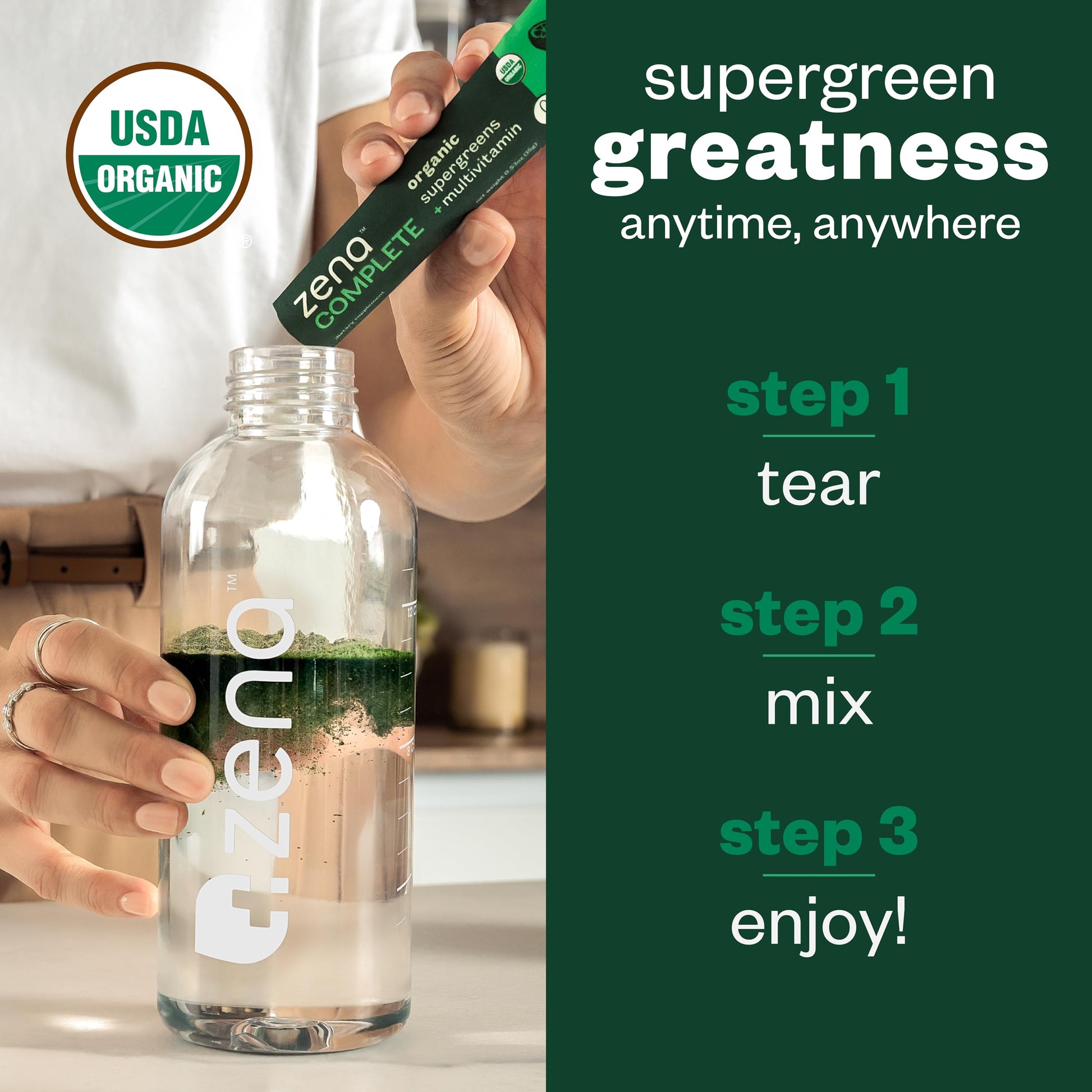 Zena Complete Organic Super Greens Powder & Multivitamin, 90+ Supergreens, Fruits, Veggies, Pre & Probiotics, Watermelon Citrus Flavor Zena NutritionBuy Supplements Australia