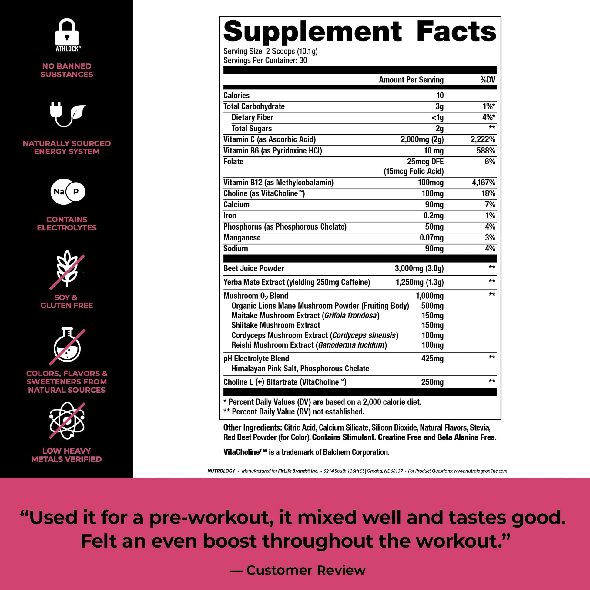 Nutrology Beet Natural O2, Pre Workout Powder, Energy, Endurance; Nitric Oxide Booster NutrologyBuy Supplements Australia