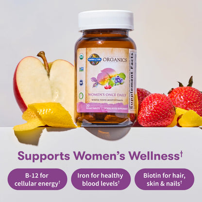 Garden of Life Organics Multivitamin for Women - Women's Once Daily Multi - Whole Food Multi with Iron, Biotin, Vegan Organic Womens Multivitamin for Health