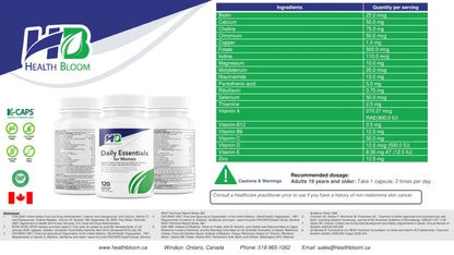 Daily Essentials for Women| 120 Capsules | Health Bloom | Vitamins and Minerals Capsules | Health Bloom Inc.Buy Supplements Australia
