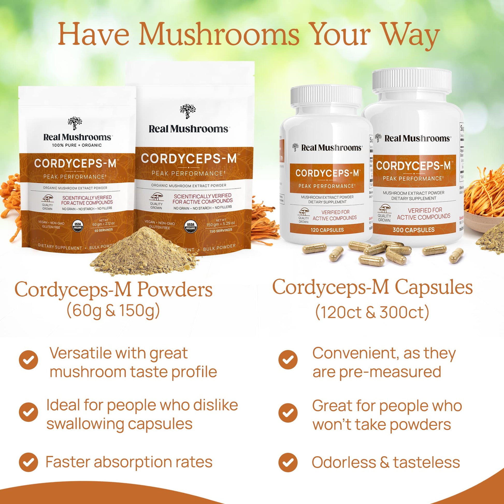 Real Mushrooms Cordyceps Capsules - Performance Mushroom Extract Supplement Real MushroomsBuy Supplements Australia