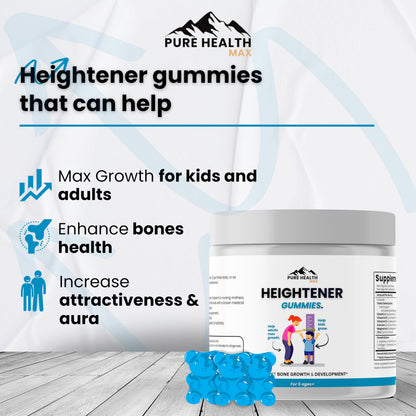 Heightener Gummies - Natural Height Growth Supplement for Kids, Teens and Adults to Increase Bone Strength and Grow Tall | Height Maximizer Pills with L-Arginine, Calcium & Zinc | 60 Gummy PURE HEALTH MAXBuy Supplements Australia