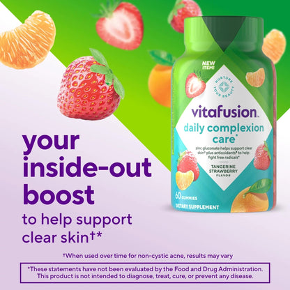 vitafusion Daily Complexion Care (1), Beauty Supplement Helps Support Clear Skin (1) (2) with Zinc Gluconate, Plus Vitamins E & C Vitafusion