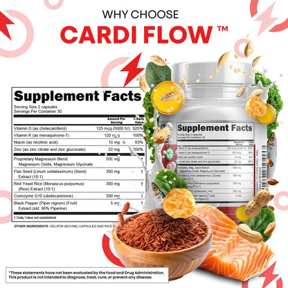 Clean Nutra CoQ10 Red Yeast Rice Magnesium Glycinate Vitamin K2 D3 Niacin Zinc Flax Seed Omega 3 Capsules 60 Count All in One Formula Premium Ingredients Dietary Supplement Clean NutraceuticalsBuy Supplements Australia