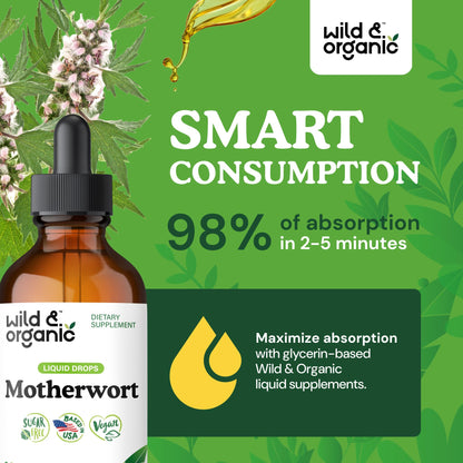 Wild & Organic Motherwort Tincture - Good Mood, Calmness, Overall Support - Supplements for Women with Motherwort Herb - Vegan, Sugar & Alcohol-Free Extract Drops - 4 fl oz Wild & OrganicBuy Supplements Australia
