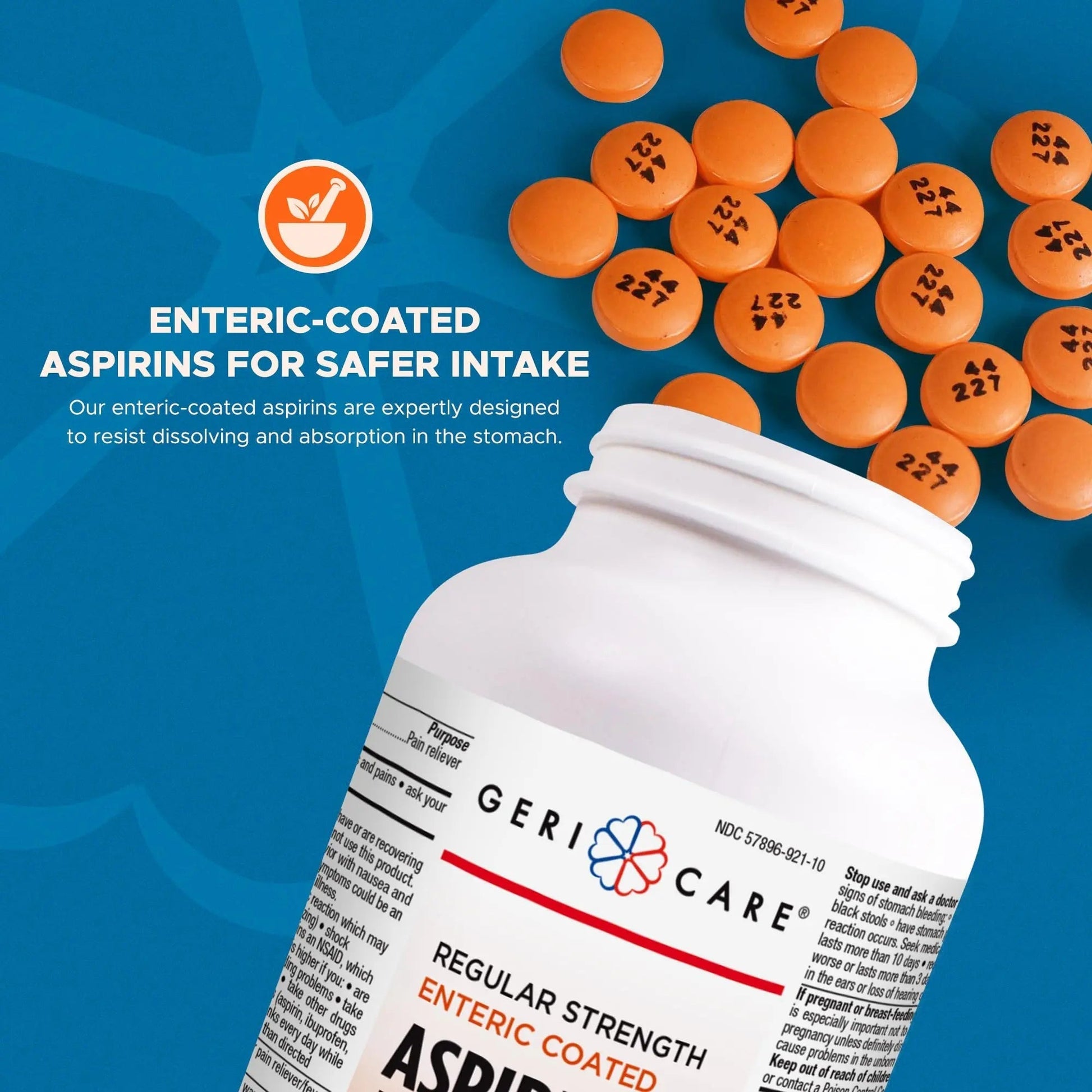 GeriCare Enteric Coated Aspirin Tablets 325mg (1000 Count) NSAID Pain Reliever & Fever Reducer for Adults- Regular Strength Aspirin for Headache Arthritis Menstrual & Muscle Pain GeriCareBuy Supplements Australia