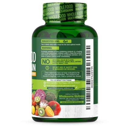 Wholesome Wellness Whole Food Multivitamin for Men - Natural Multi Vitamins, Minerals, Organic Extracts - Vegan Vegetarian - 120 Tablets Wholesome Wellness