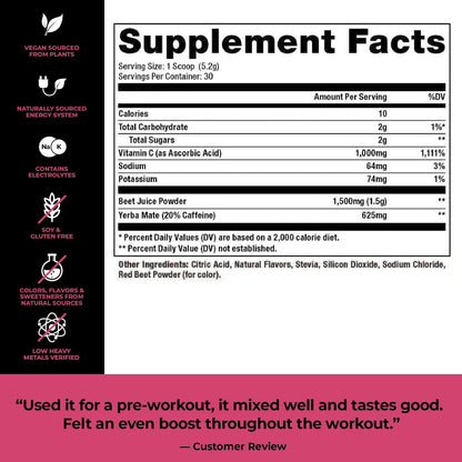 Nutrology Beet Active, Natural Pre-Workout Powder, Supports Energy, Endurance & Nitric Oxide Flow with Beet Powder, Yerba Mate & Electrolytes, Vegan Pre Workout, Passion Fruit Flavor, 30 Servings