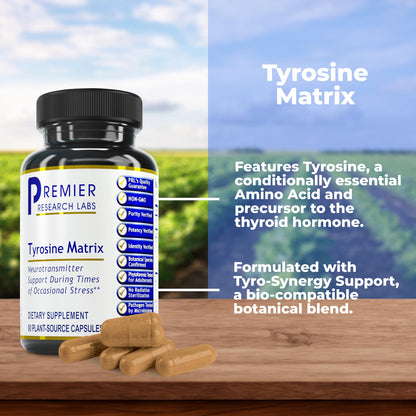 Premier Research Labs Tyrosine Matrix - L Tyrosine Supplement, L-tyrosine 944mg Capsules for Adults, Amino Acid Pills with Red Algae & Rhodiola Rosea - 90 Vegetarian Capsules Premier Research LabsBuy Supplements Australia