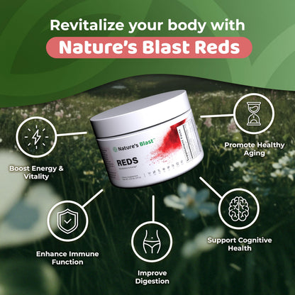 NATURES BLAST Reds - Metabolism and Energy Superfood Powder with 23 Red Fruits, 4 Adaptogens, Probiotics & Enzymes - Vegan Antioxidant Blend, 1 Bottle NATURES BLASTBuy Supplements Australia