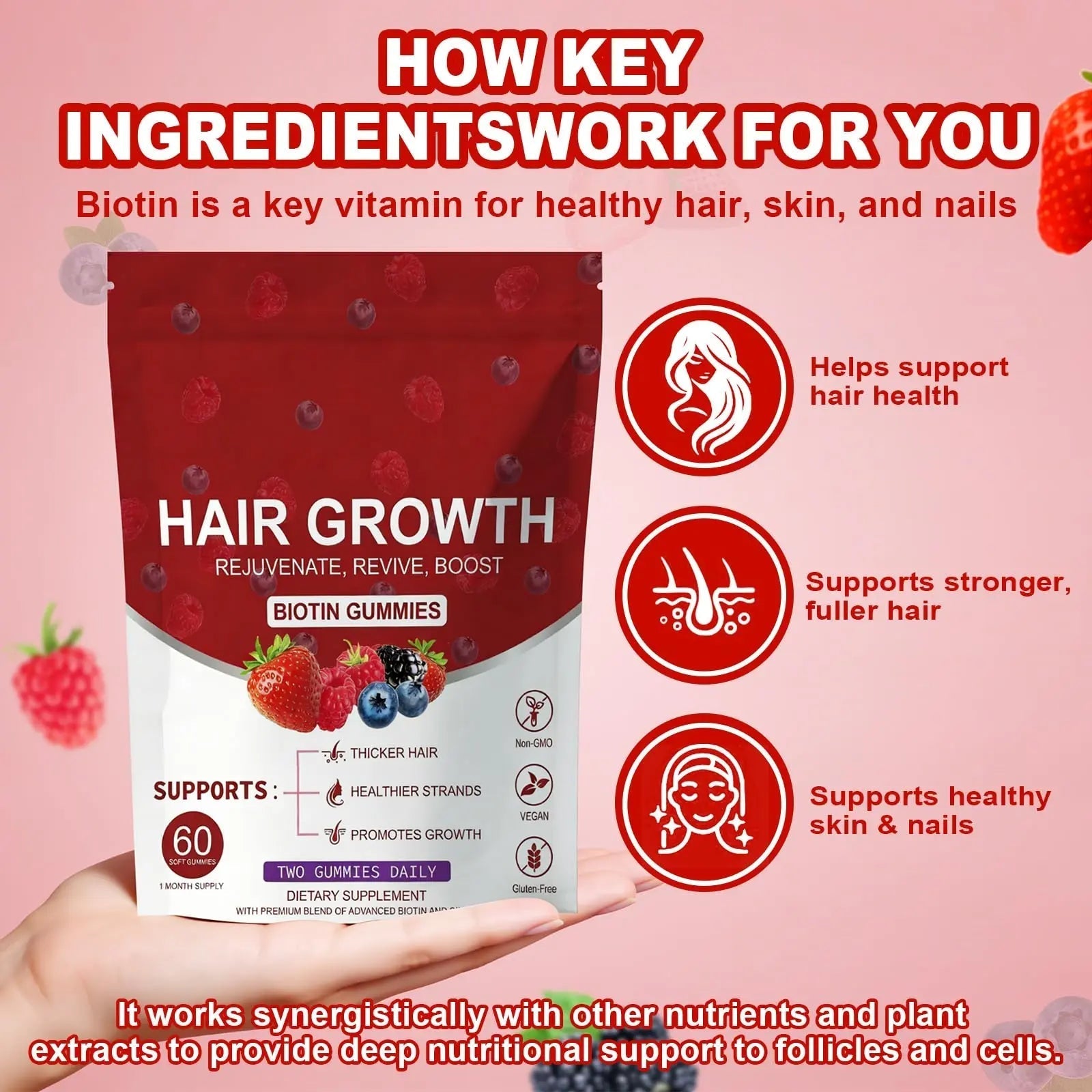 LUIMOLL Lumin Hair Growth Gummies – Daily Hair Nourishment with Biotin, Collagen & Botanical Extracts – Supports Thicker, Stronger & Healthier-Looking Hair LUIMOLLBuy Supplements Australia
