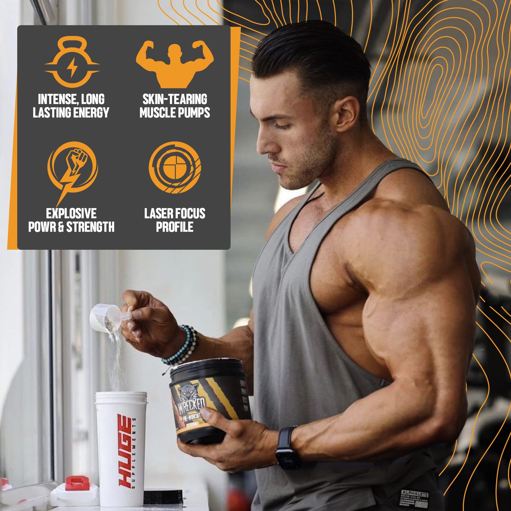 Huge Supplements Wrecked Pre-Workout Powder, 30G+ Ingredients Per Serving to Boost Huge SupplementsBuy Supplements Australia