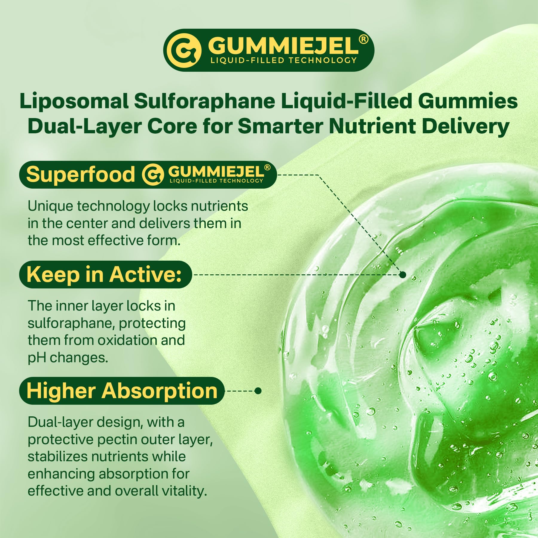 Liposomal Sulforaphane Supplement 150mg, from Broccoli Seed Extract w/Myrosinase, Quercetin, Glutathione, Sulforaphane Supplement Gummies for Antioxidants Detox Cellular Brain Health, Chewable 60Cts LILICAREBuy Supplements Australia