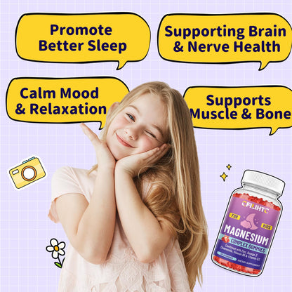Kids Magnesium Gummies-Magnesium Glycinate Gummies for Kids Supplement-w/Zinc, Chamomile, Omega-3, Vitamin B6, D3 - for Sleep, Relaxation, Brain, Bones, Children's Calm, Sugar Free Strawberry 60ct CFILIHTCBuy Supplements Australia