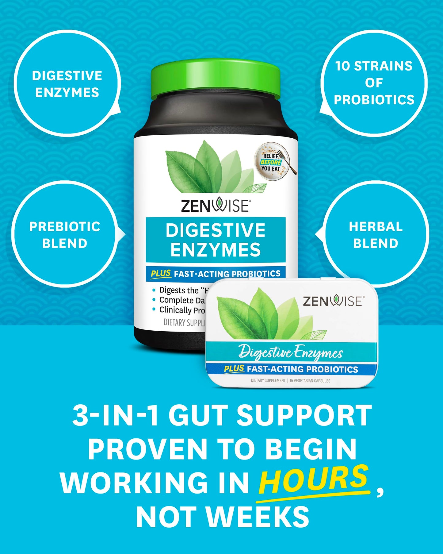 Zenwise Digestive Enzymes - Probiotic Multi Enzymes with Probiotics, 115 Ct Zenwise HealthBuy Supplements Australia