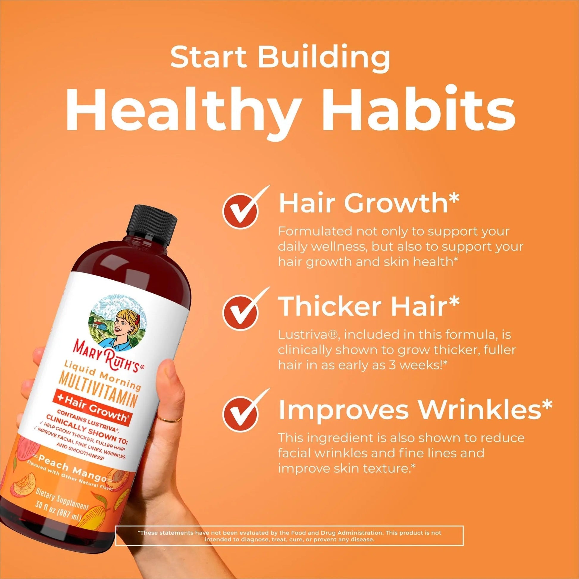 MaryRuth's MaryRuth's Liquid Morning Multivitamin +Hair Growth (Peach Mango, 30oz) & Iron Liquid (Berry) | Clean Label Project Verified® | MARYRUTH'SBuy Supplements Australia