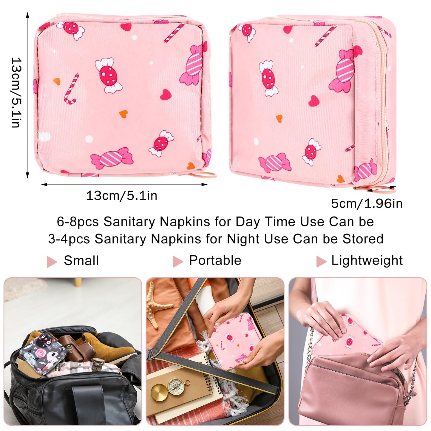 Abeillo 2Pcs Period Bag with Heart Carbiner, Sanitary Pad Storage Bag Samll Period Pouch AbeilloBuy Supplements Australia
