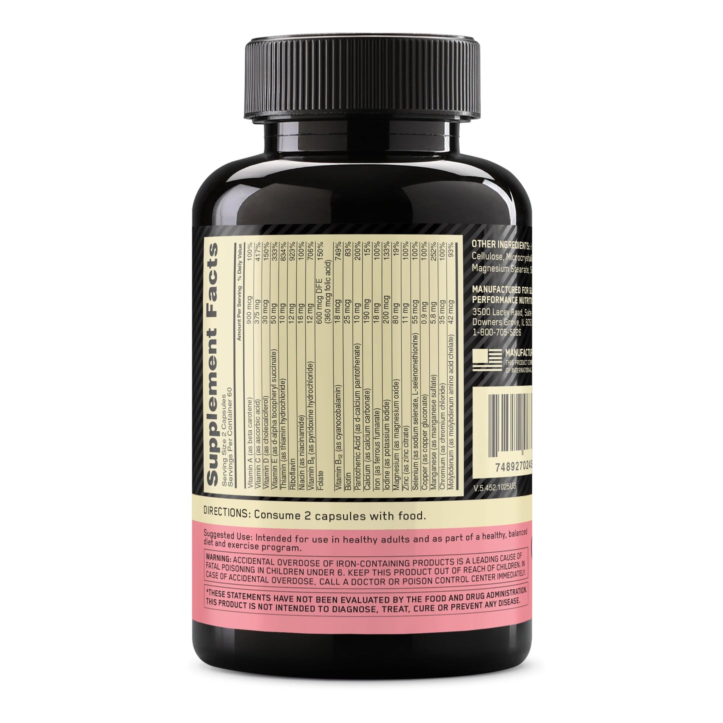 Optimum Nutrition Opti-Women, Vitamin C, Zinc and Vitamin D for Immune Support Womens Daily Multivitamin Supplement with Iron, Capsules, 120 Count