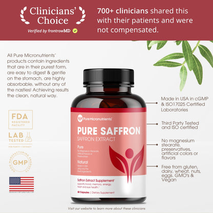 Saffron Supplements - 100% Pure Saffron Extract Capsules - Boost Energy & Mood, Support Eye & Heart Health