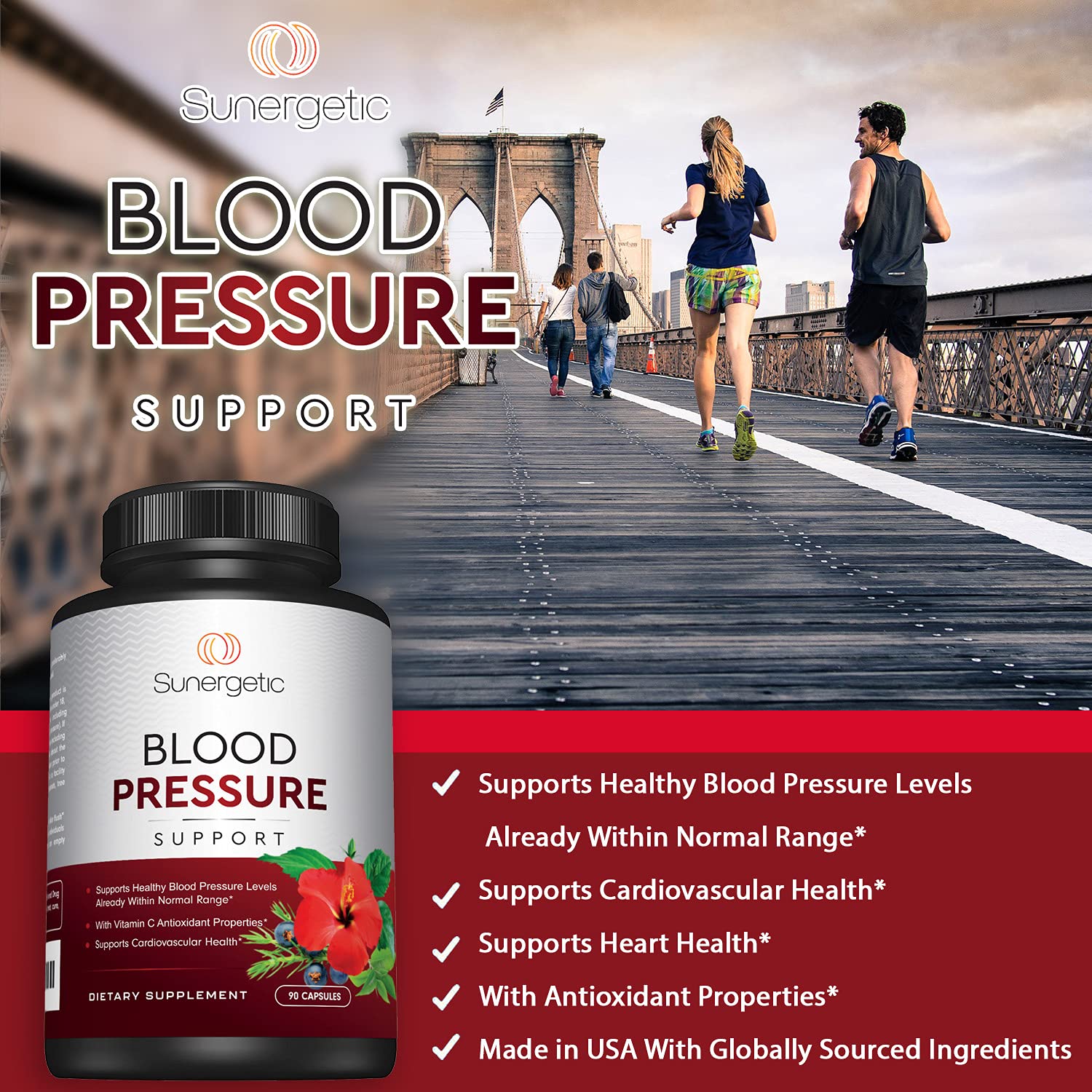 Premium Blood Pressure Support Supplement For Cardiovascular & Heart Health with Garlic SunergeticBuy Supplements Australia