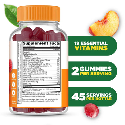 Lifeable Multivitamin for Men Gummies | VIT A, C, D, E, B1, B2, Niacin, B5, B6, Folate, B12, Biotin, Iodine, Zinc, Chromium, Ginseng, Lycopene, Inositol | Lifeable