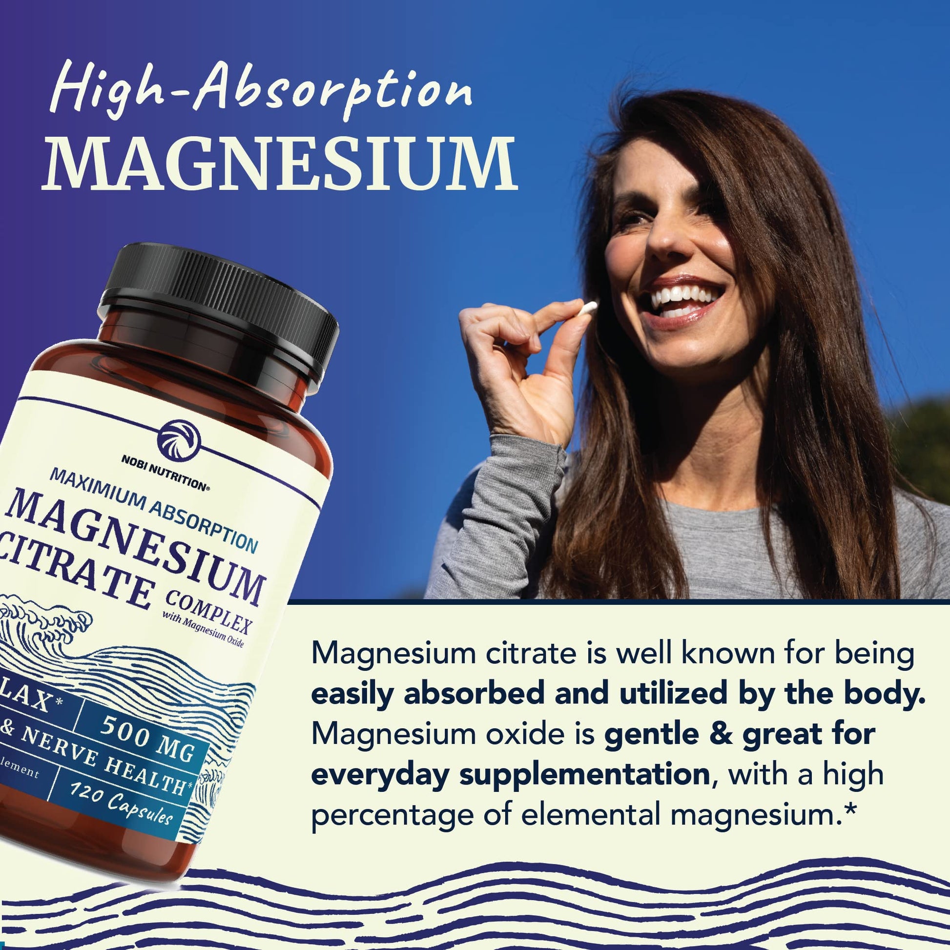 Magnesium Citrate Complex 500 MG for Calm, Relaxation, Constipation & Digestion Nobi NutritionBuy Supplements Australia