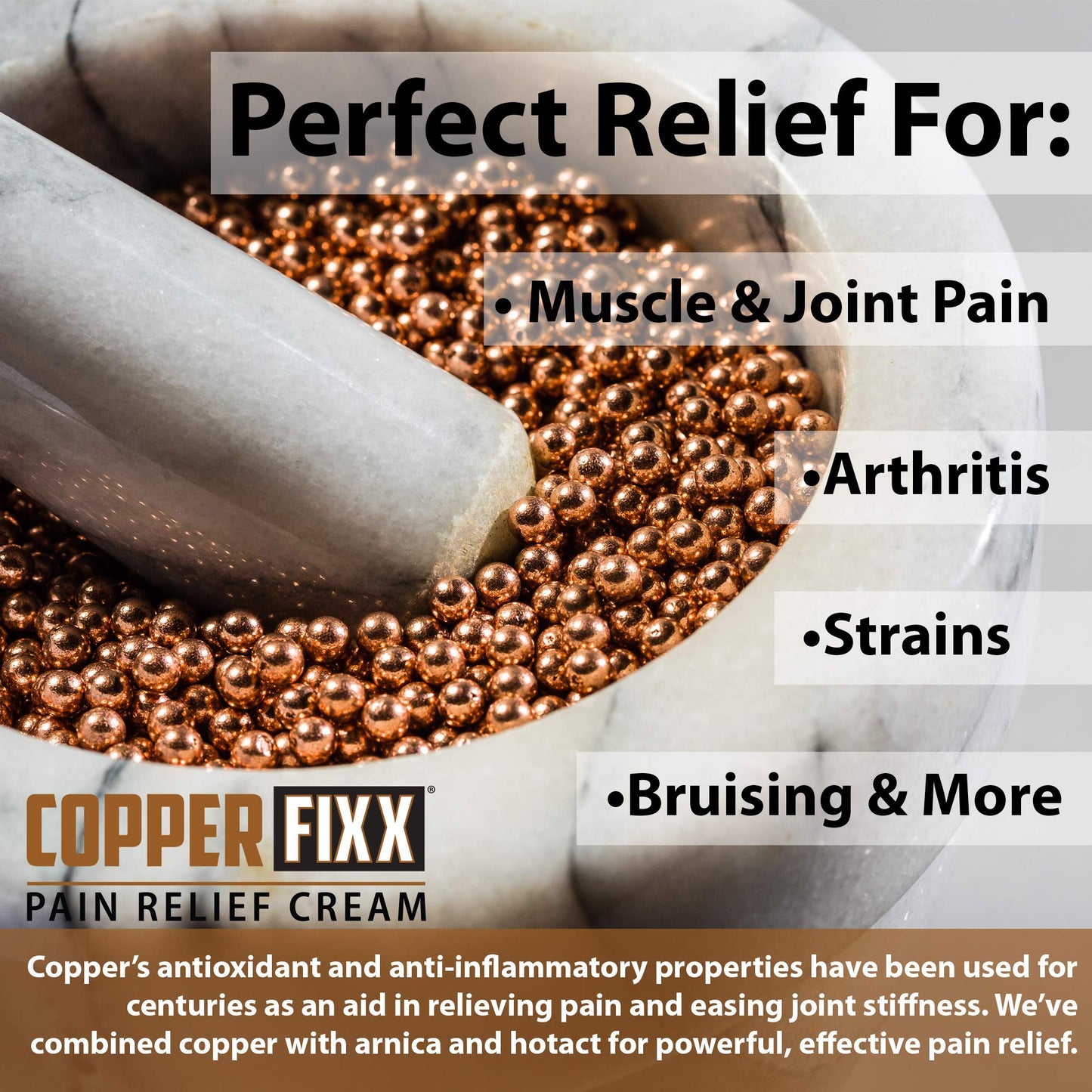 CopperFixx Pain Relief Cream, 5 Fl Oz Tube Powered by Copper with Heat Technology Arnica for Muscle & Stiffness Joint Inflammation, Knee, Back, Shoulder Arthritis Pain. Fast Acting, CF03028 CopperFixxBuy Supplements Australia