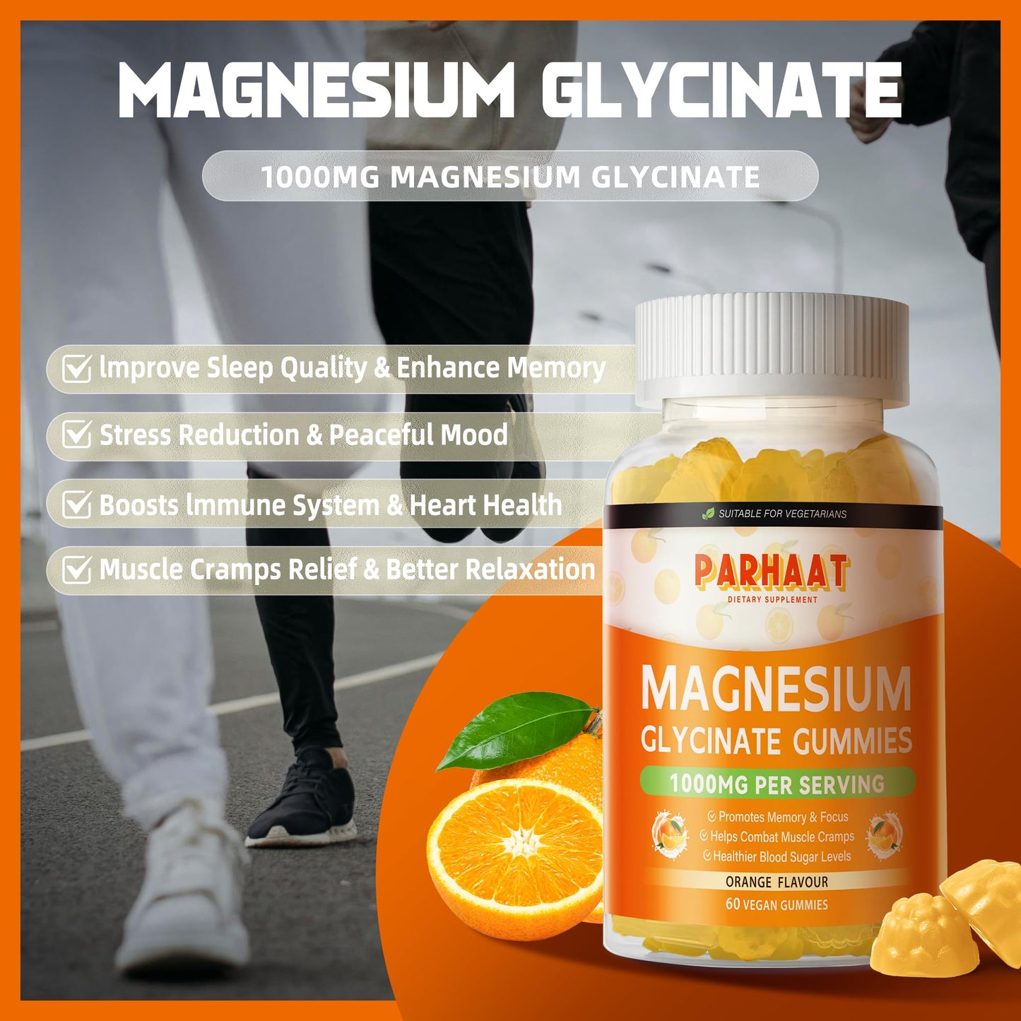 Magnesium Glycinate Gummies 1000mg - Sugar Free Magnesium Potassium Supplement with Vitamin D, B6, CoQ10 for Calm Mood & Sleep Support