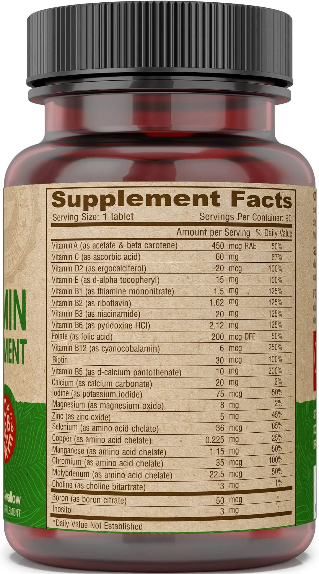 DEVA Vegan Iron-Free Multivitamin & Mineral Supplement, Vitamin C, D2, E & B-Complex, Biotin, 90 Tiny Tablets DEVA
