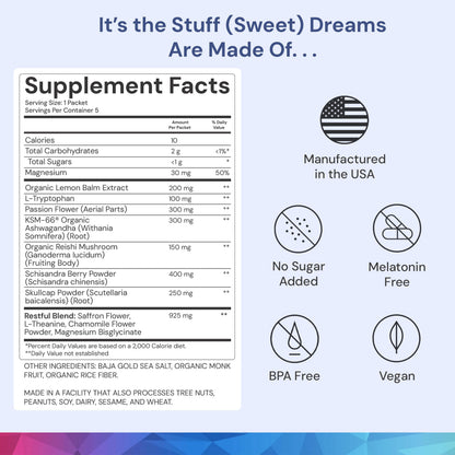 ION* Intelligence of Nature Restful Sleep - Ashwagandha Calm Sleep Aid Powder Drink Mix for Restful Night with Magnesium and L Theanine for Women and Men - 5 Packets ION* Intelligence of NatureBuy Supplements Australia