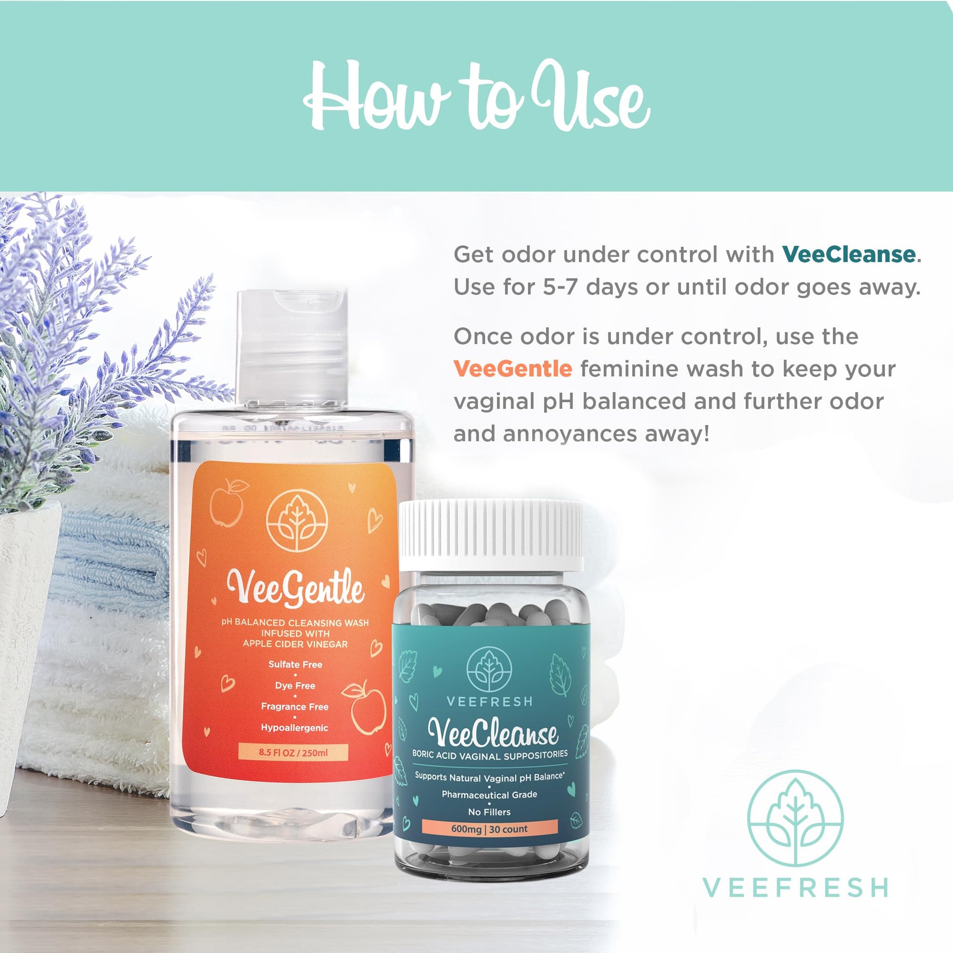 VeePower Lite - Vaginal Health Bundle - Control and Prevent Vaginal Odor - Includes VeeGentle VeeFreshBuy Supplements Australia