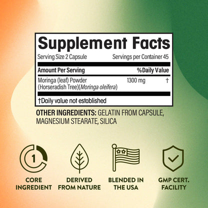 NGL Moringa Capsules 1300mg | Pure Raw Moringa Oleifera Superfood Dietary Supplement | 90 Capsules NGLBuy Supplements Australia