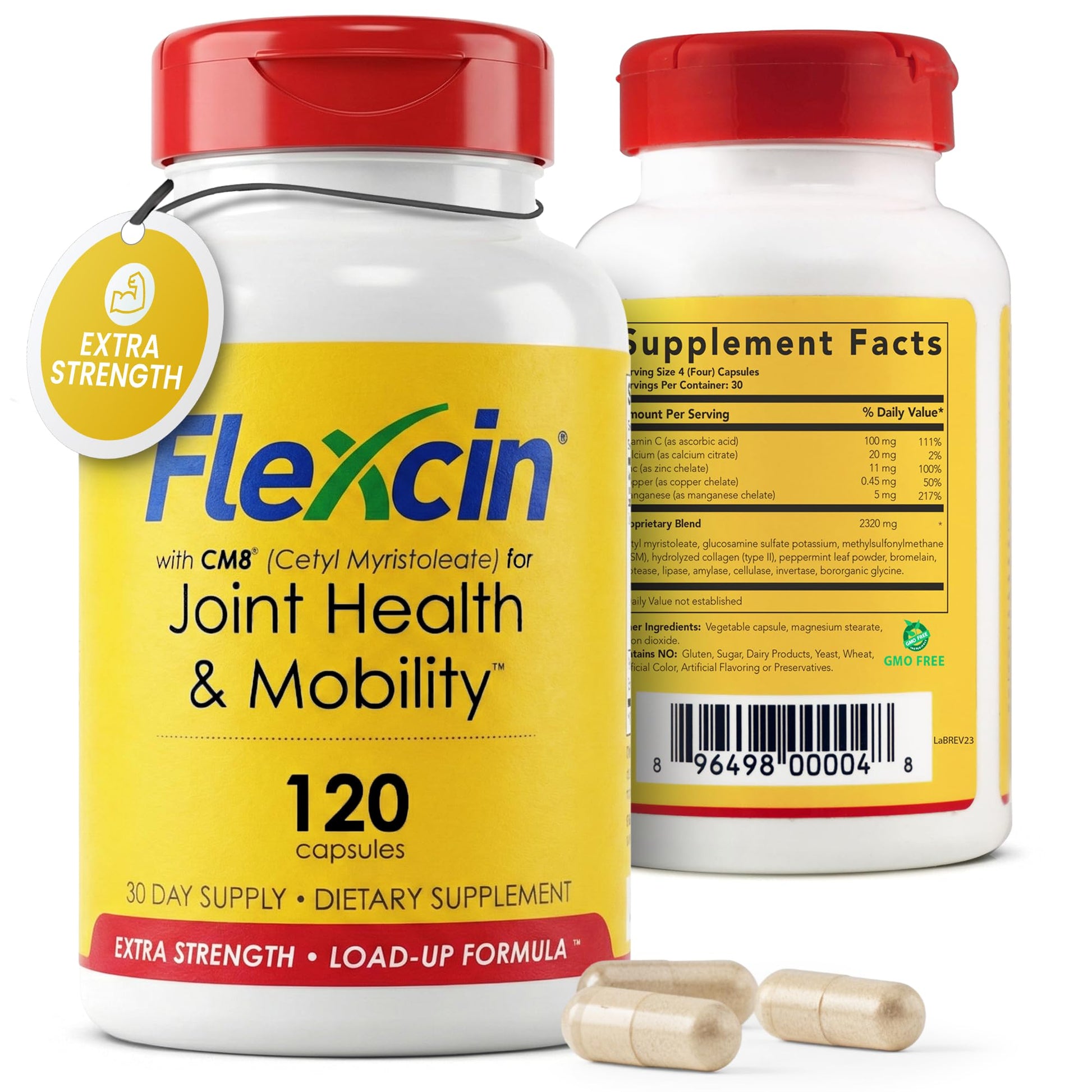 Flexcin Extra Strength Joint Formula with CM8 (Cetyl Myristoleate) - Joint Supplements for Men and Women with Glucosamine, MSM, Collagen Type II - 120 Capsules FlexcinBuy Supplements Australia