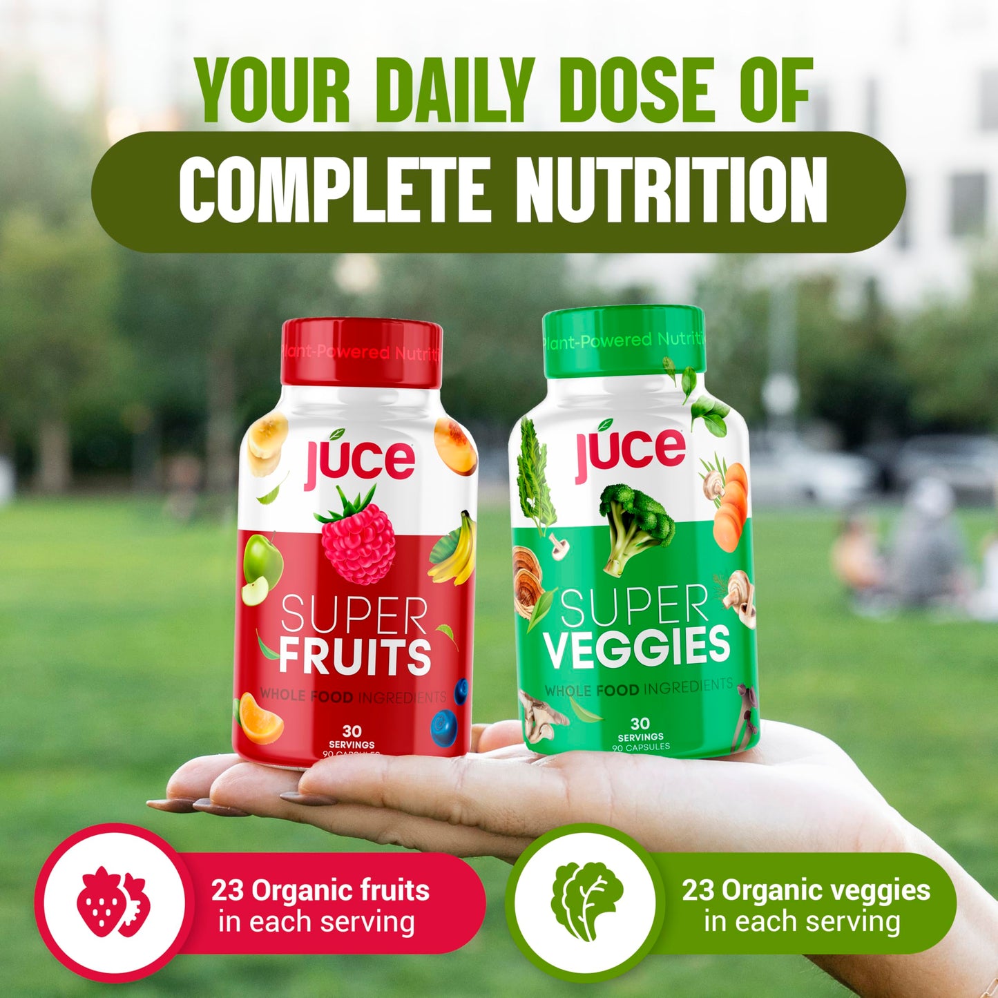 Juce Original Formula - Organic Super Fruit & Veggies Supplement - Gluten/Gelatin Free, Soy Free & Vegan- Reds & Greens Superfood Capsules- 23 Fruits & 23 Vegetables (180 Count)- By Terra Kai Organics Terra Kai OrganicsBuy Supplements Australia