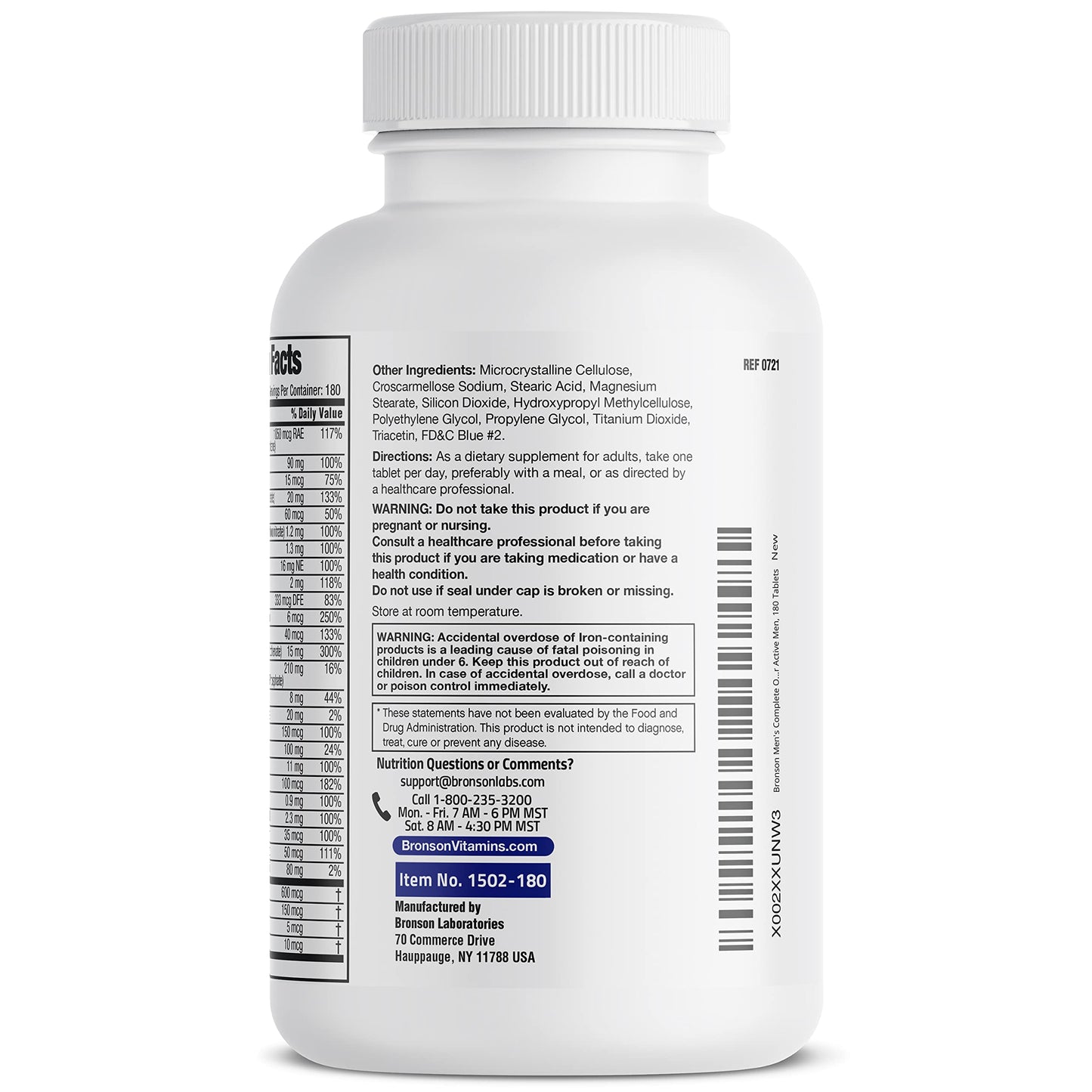 Bronson ONE Daily Men’s Complete Multivitamin Multimineral Once-Daily Multi for Active Men, 180 Tablets BronsonBuy Supplements Australia