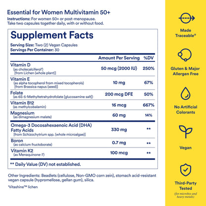 Ritual Multivitamin for Women 50+, Menopause Supplements with Vitamin D3, K2 and Magnesium for Bone Support*, Omega-3 DHA, Vitamin B12 RitualBuy Supplements Australia